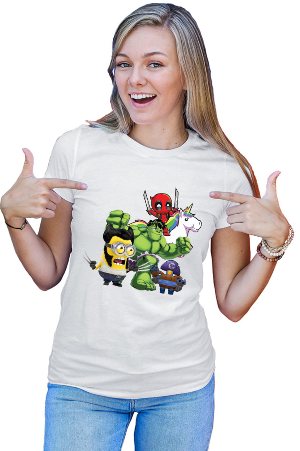 Tricou dama Wolverine Minions Hulk Brawl Stars Deadpool