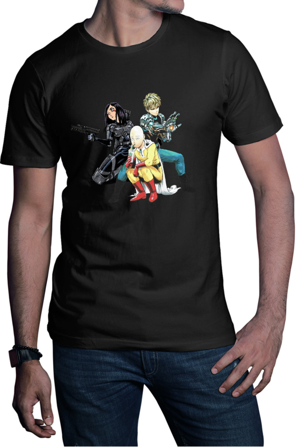 Tricou barbati Battle Angel Alita Gally Saitama Genos Trio Fight