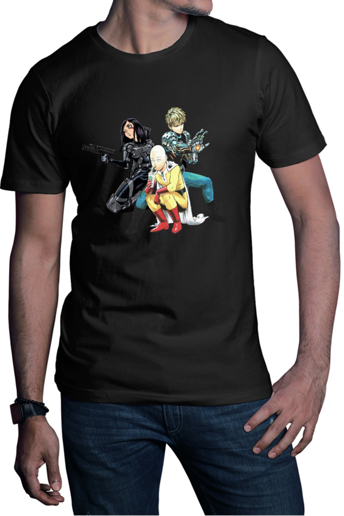 Tricou barbati Battle Angel Alita Gally Saitama Genos Trio Fight