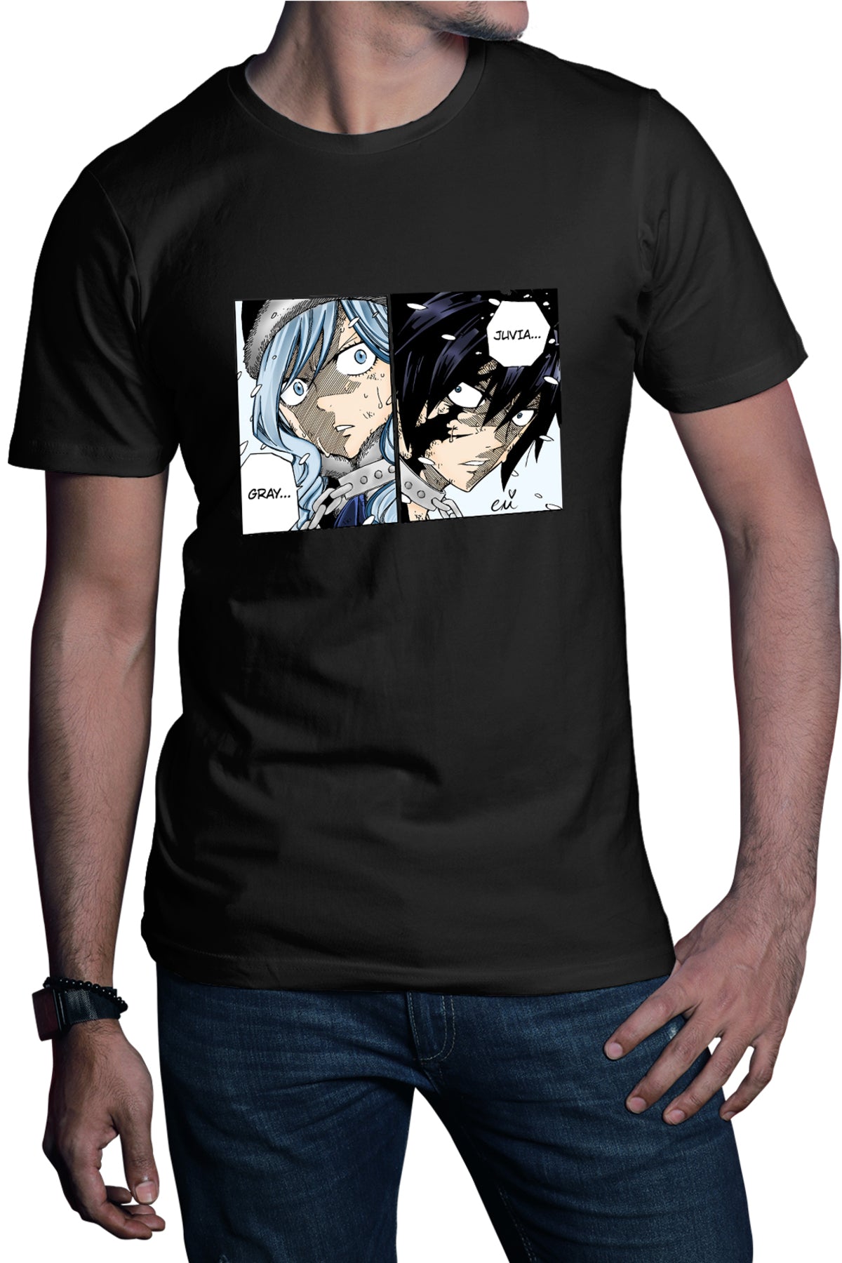 Tricou barbati Fairy Tail Otaku Manga Gray