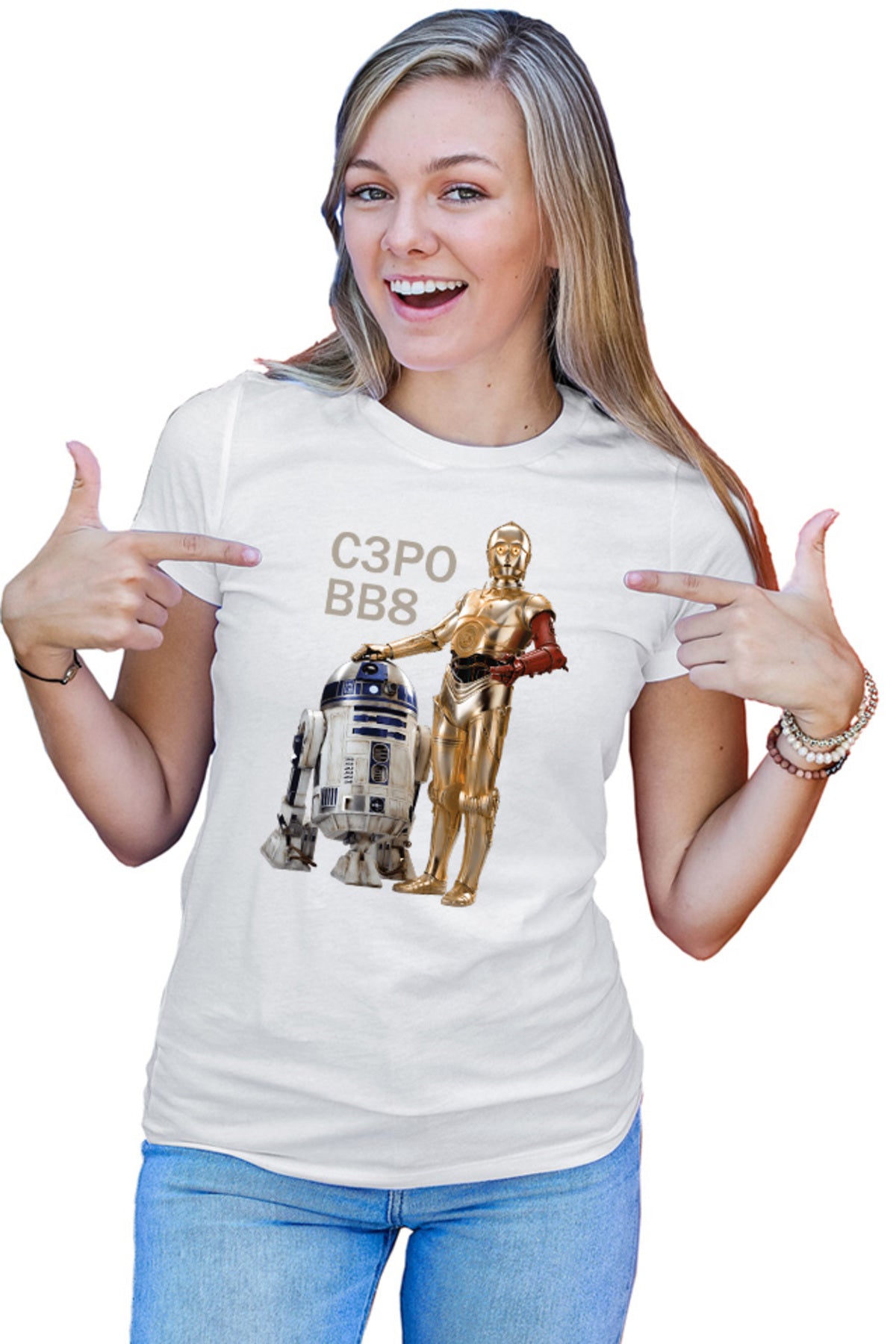 Tricou dama Star Wars Robots BB8 S3PO Droid