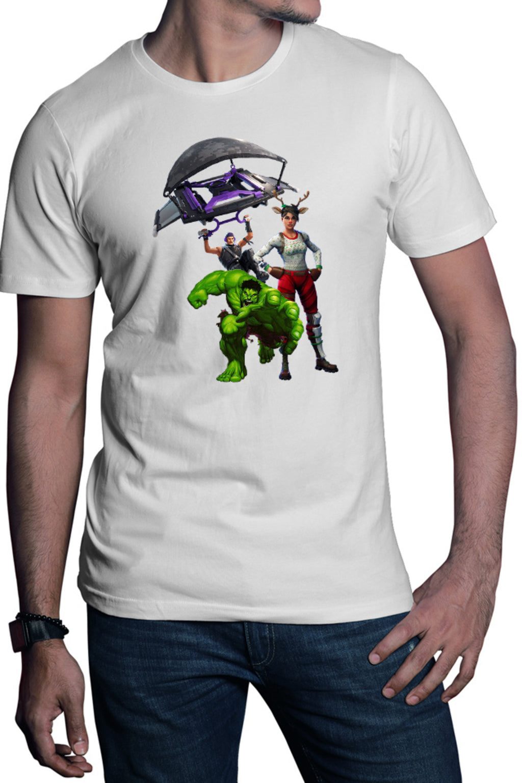 Tricou barbati Hulk Fortnite Jump Parachute America Captain