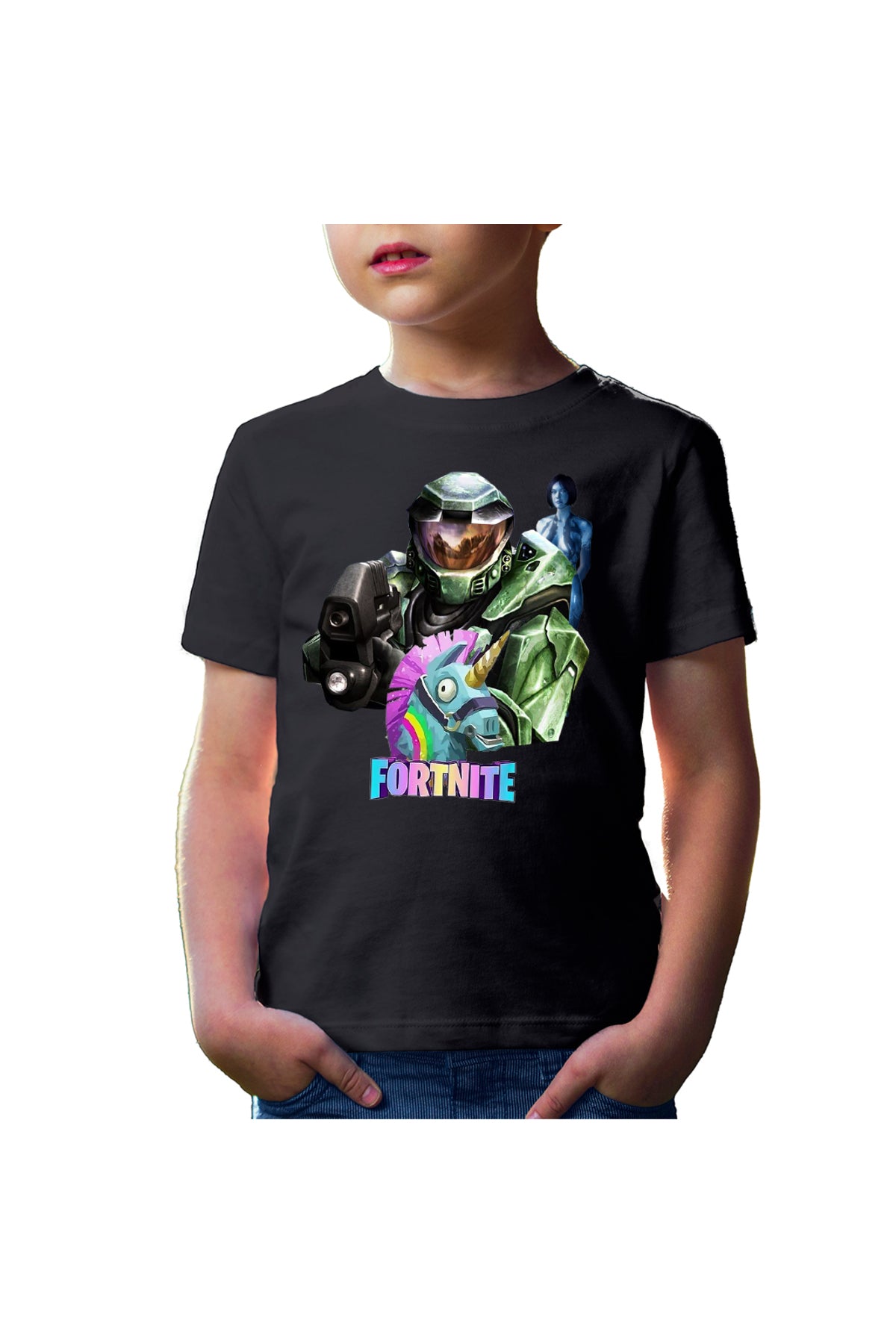Tricou copii Halo Chief Cortana Fortnite Lama Battle