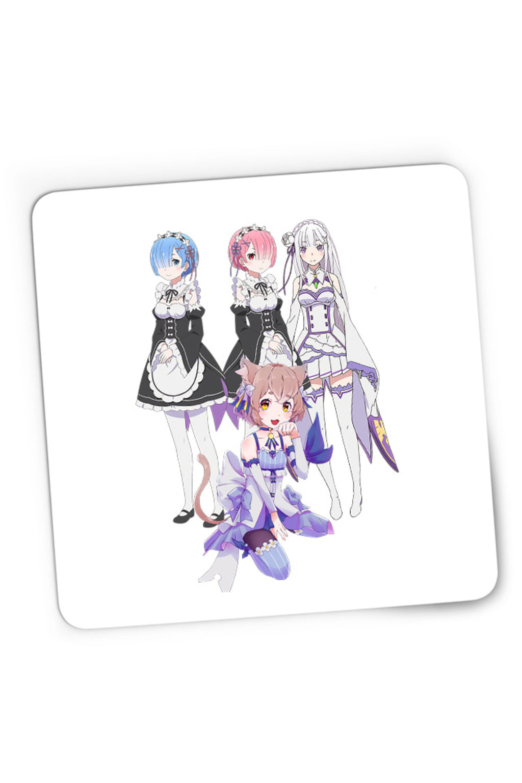 Mousepad Gaming Re zero REM RAM Emilia Felix Cat Waifu Yandere Doki Doki, 21x19 cm