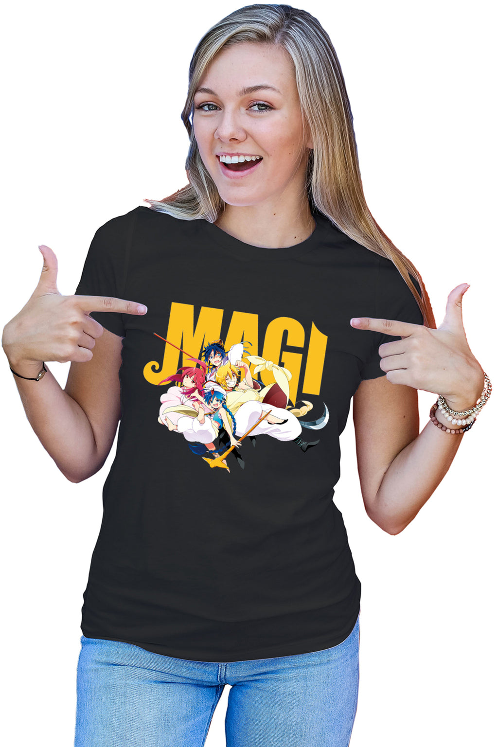 Tricou dama Magi The Labyrinth of Magic Protagonists Group Weapon Pose