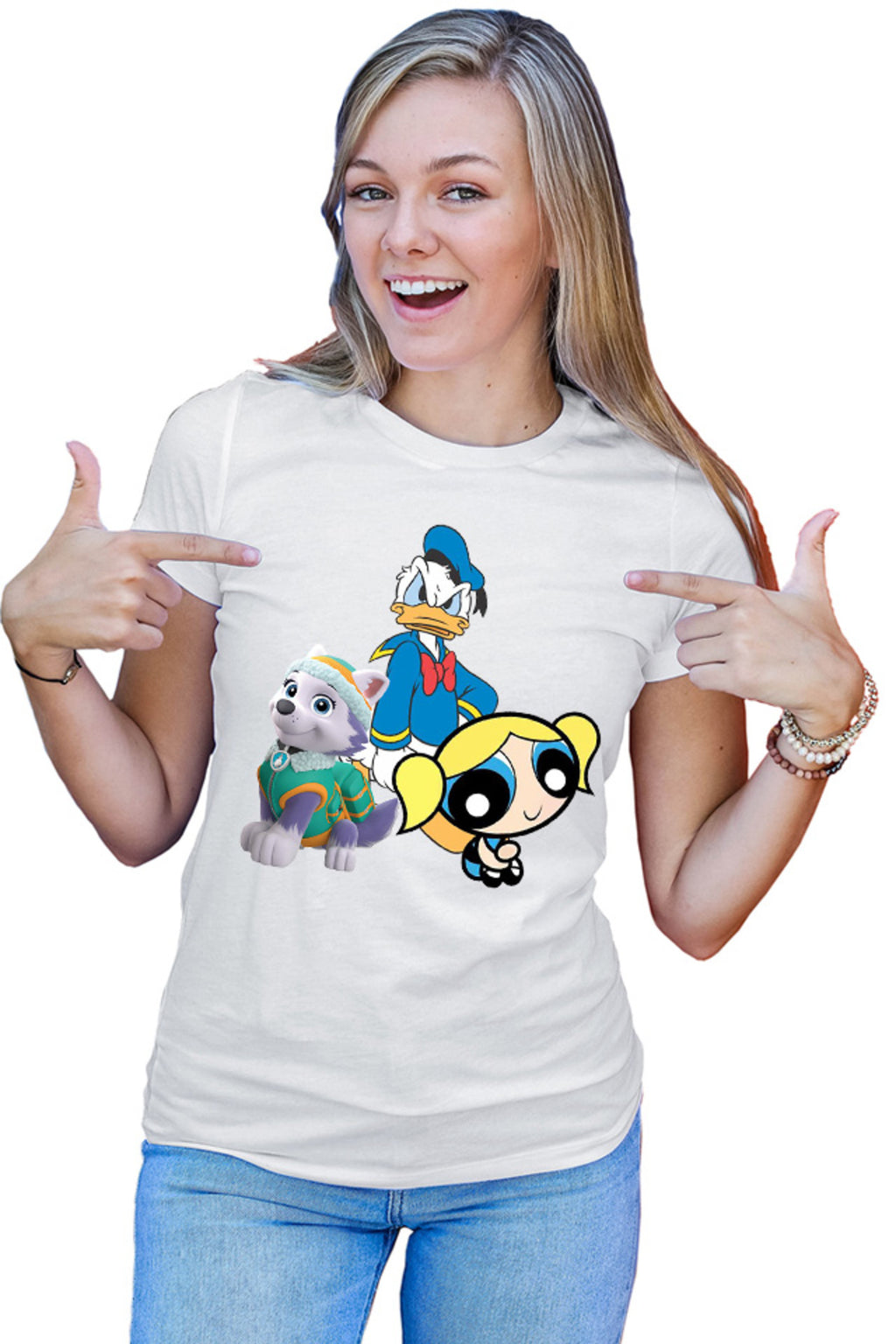 Tricou dama Donald Duck Powerpuff Girls Bubble Paw Power Husky Dog