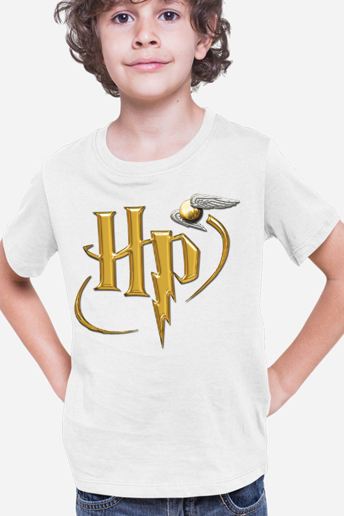 Tricou copii Harry Potter UK Logo Spirit Fly Mark Golden