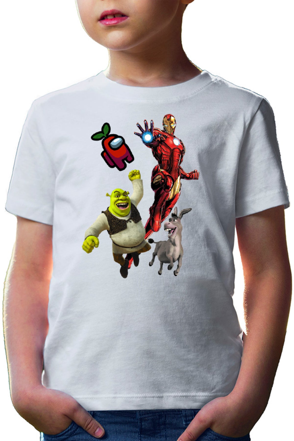 Tricou copii Ironman Shrek Among Us Flying Space