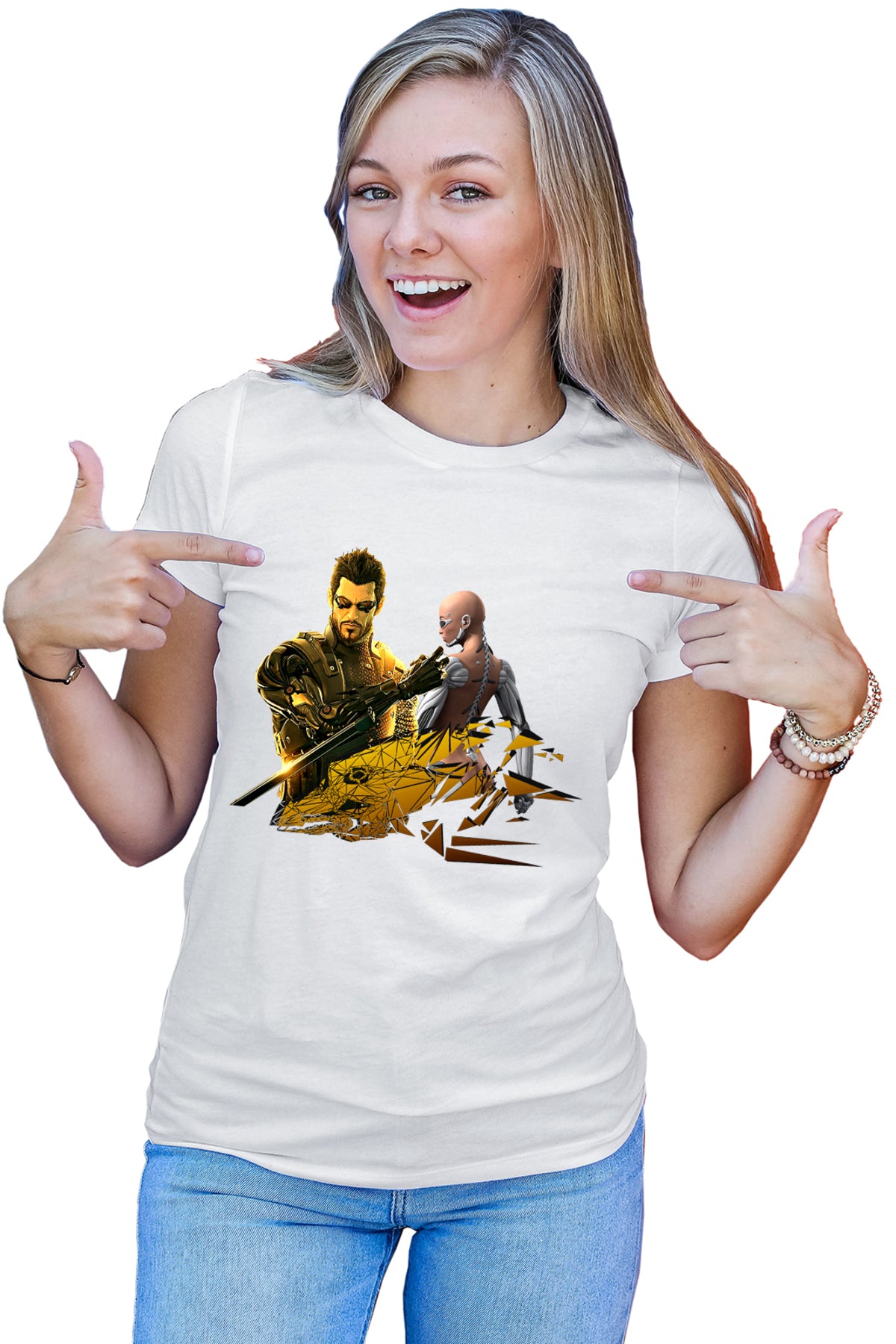 Tricou dama Deus Ex Cyborg Human Revolution Video Game
