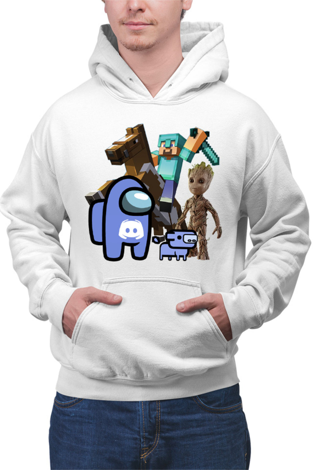Hanorac barbati Among Discord Baby Groot Minecraft Diamond Sword