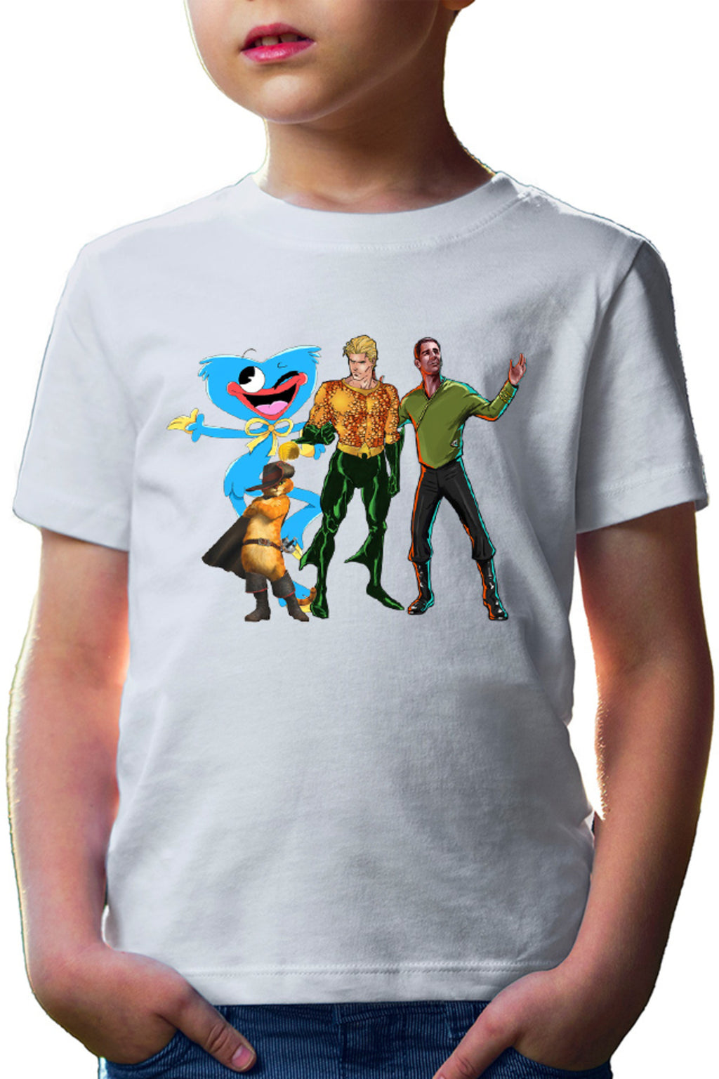 Tricou copii Aquaman Huggy Wuggy Puss in the Boots Shrek Star Trek Crew