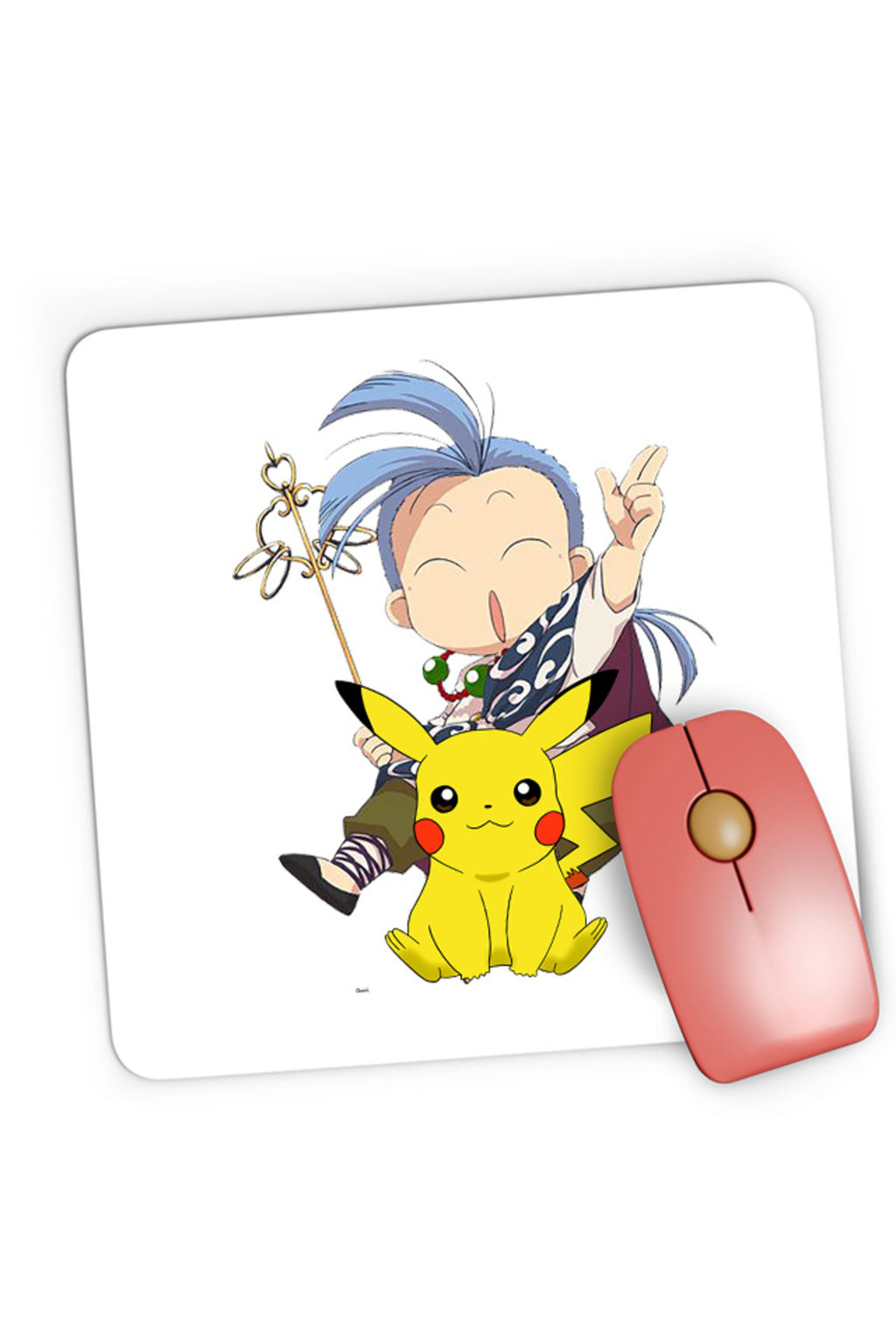 Mousepad Gaming Fushigi Yuugi Chichiri Chibi Pokemon Pikachu Monk, 21x19 cm