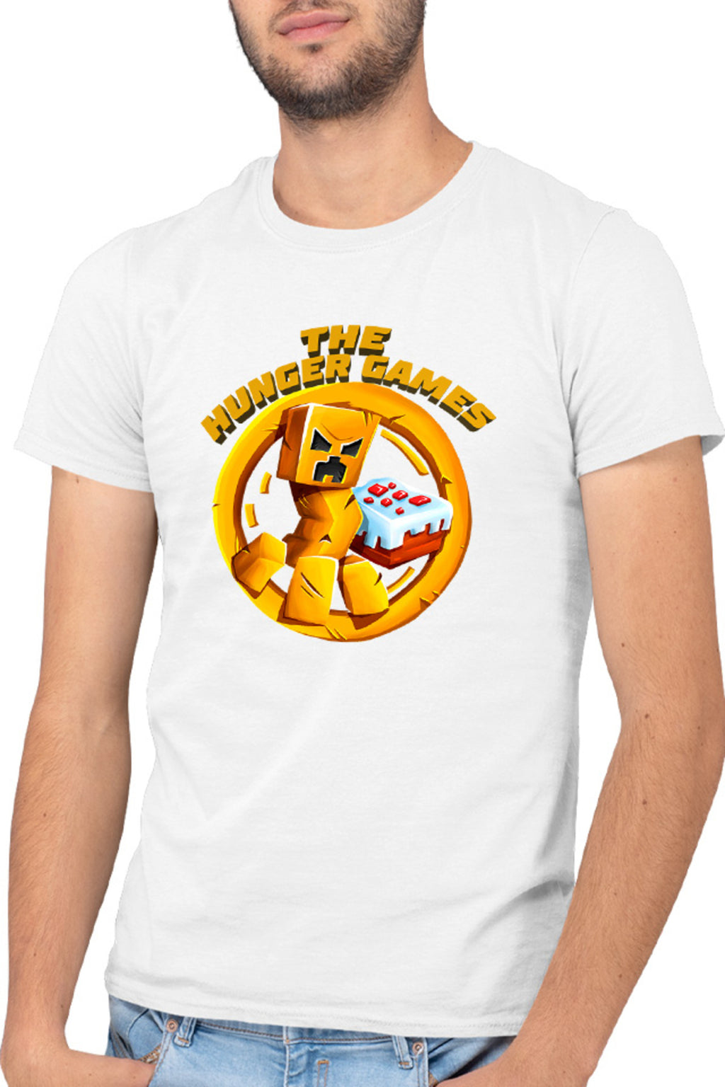 Tricou barbati The Hunger Games Minecraft Logo Cake Creeper