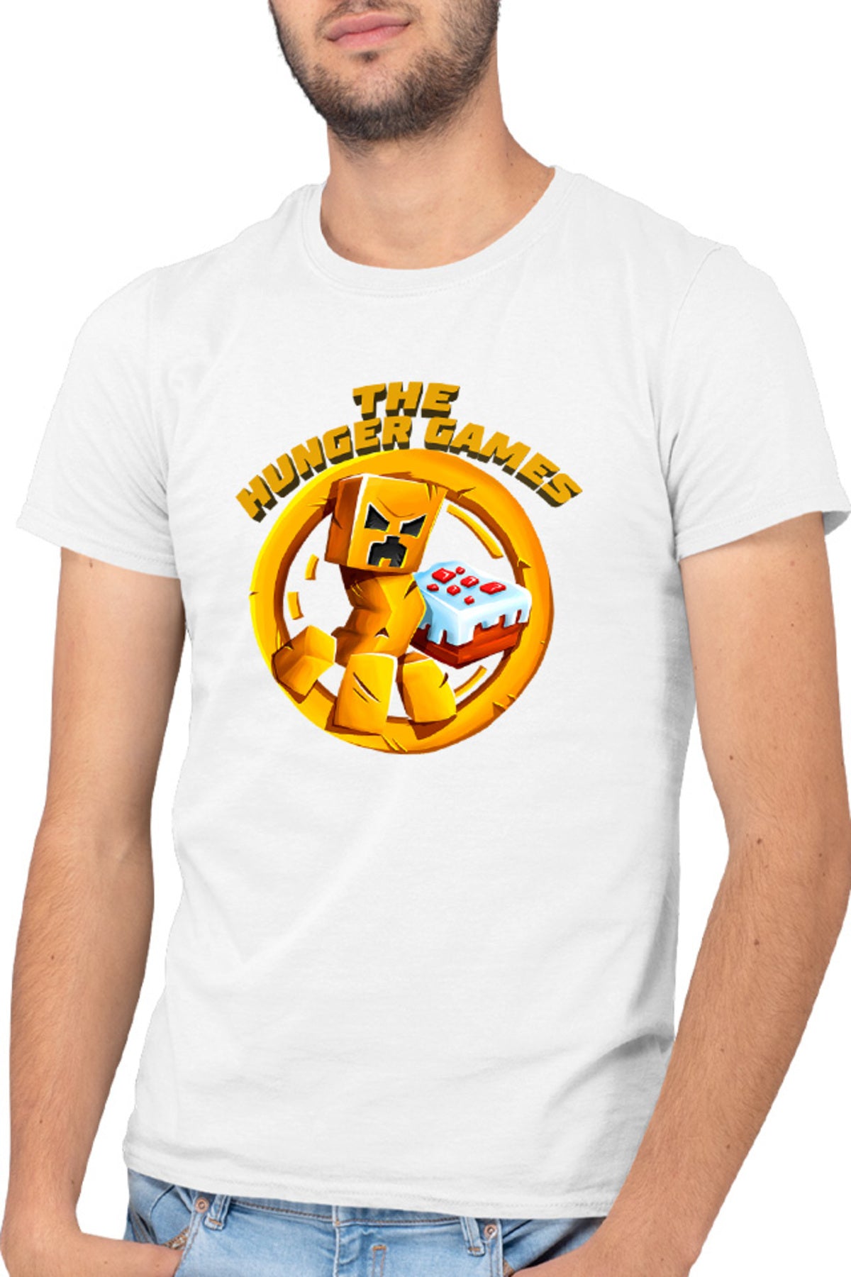Tricou barbati The Hunger Games Minecraft Logo Cake Creeper