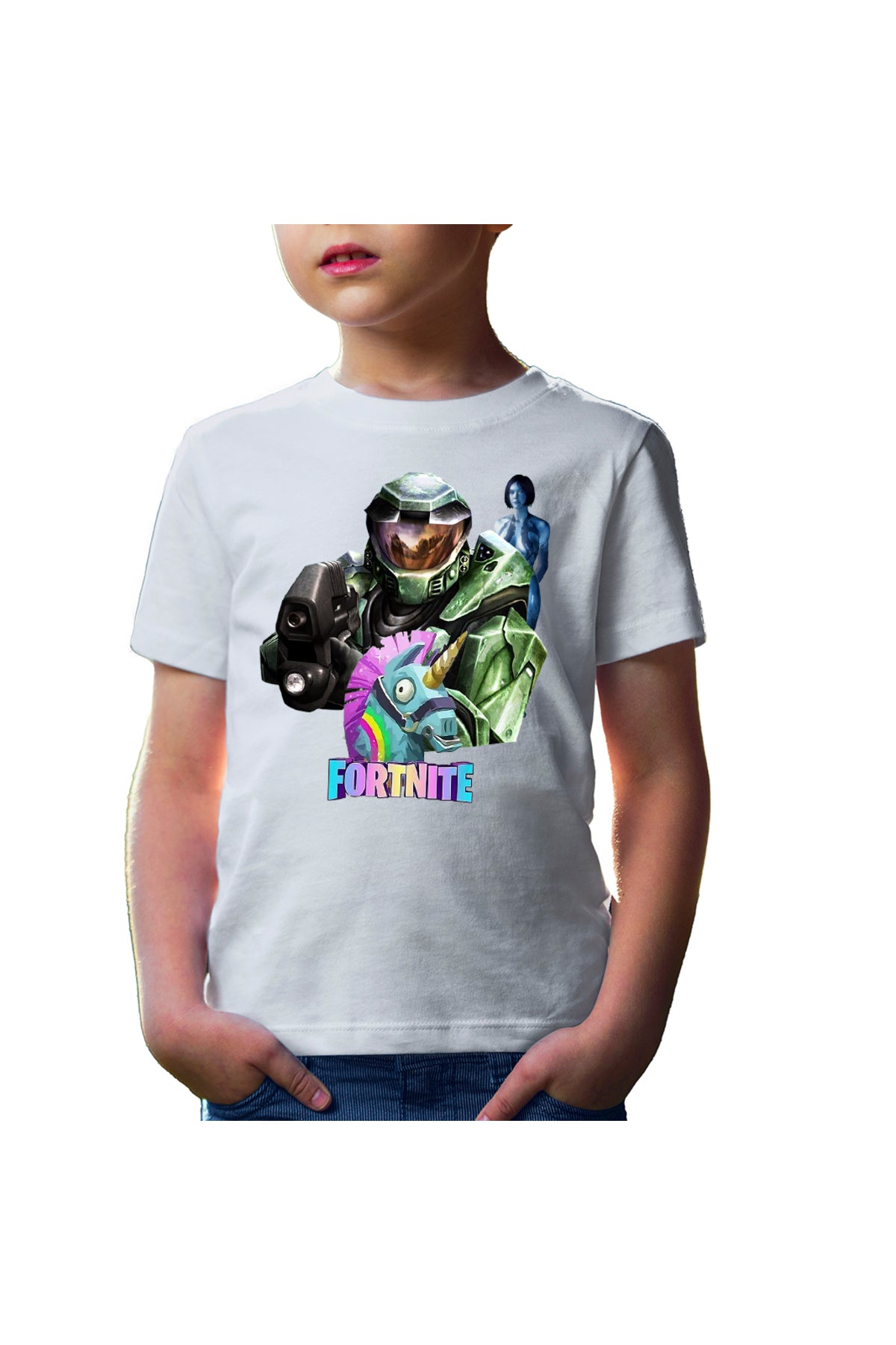 Tricou copii Halo Chief Cortana Fortnite Lama Battle