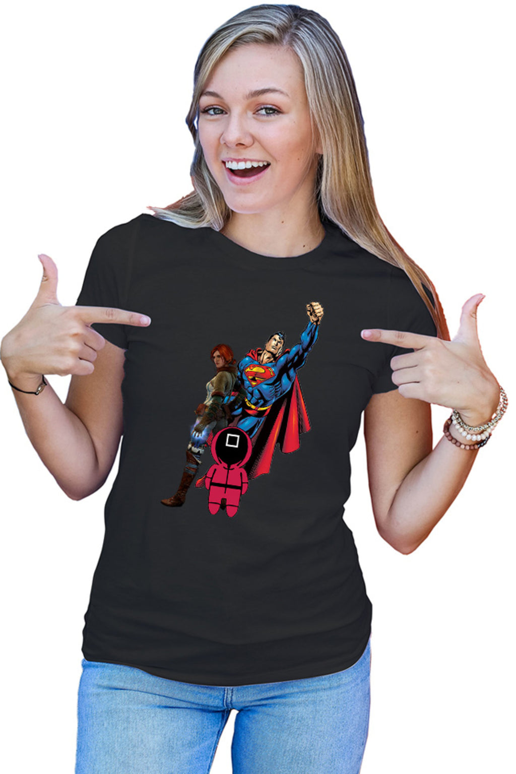 Tricou dama Squid Game Superman Witcher Triss Superpowers