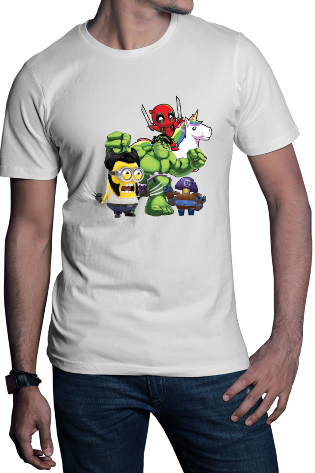 Tricou barbati Wolverine Minions Hulk Brawl Stars Deadpool