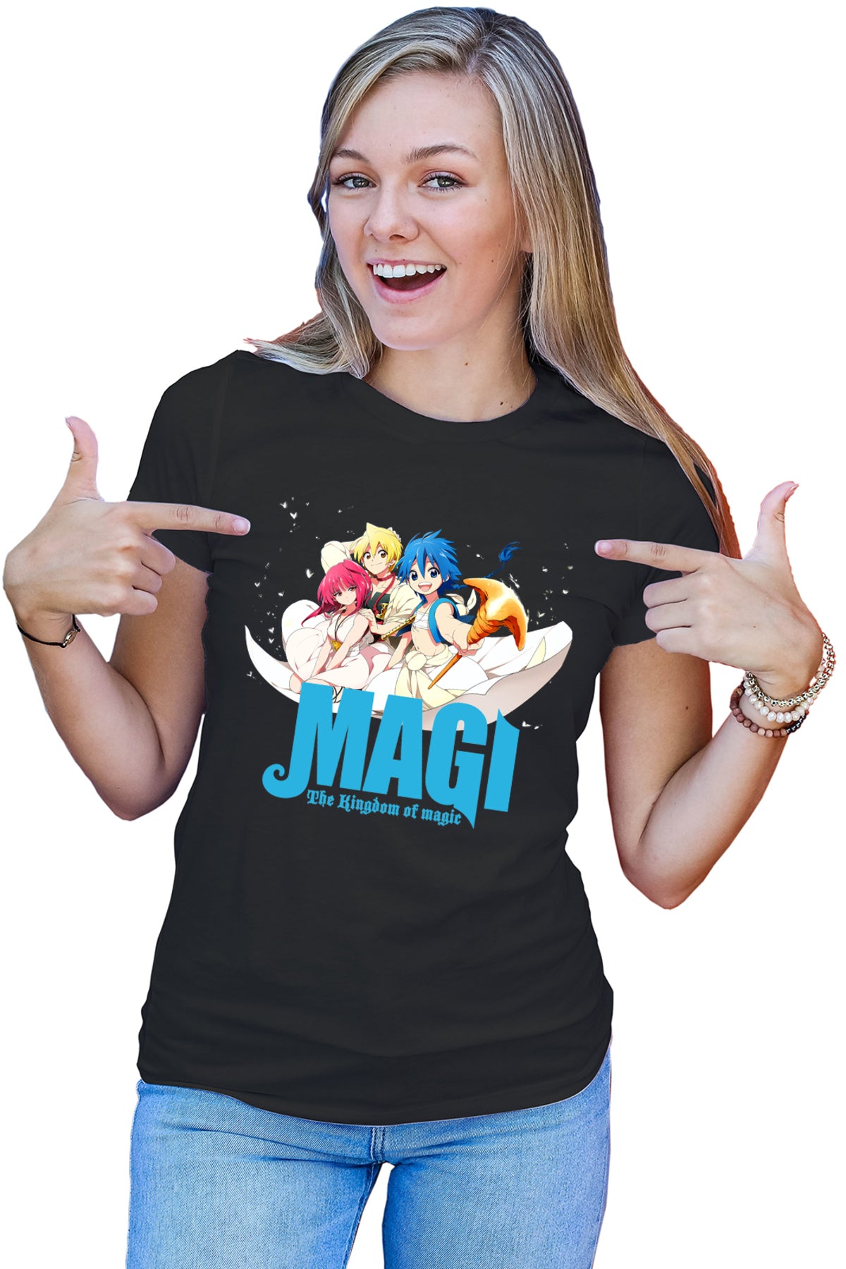 Tricou dama Magi The Labyrinth of Magic Protagonists Group Flying Carpet