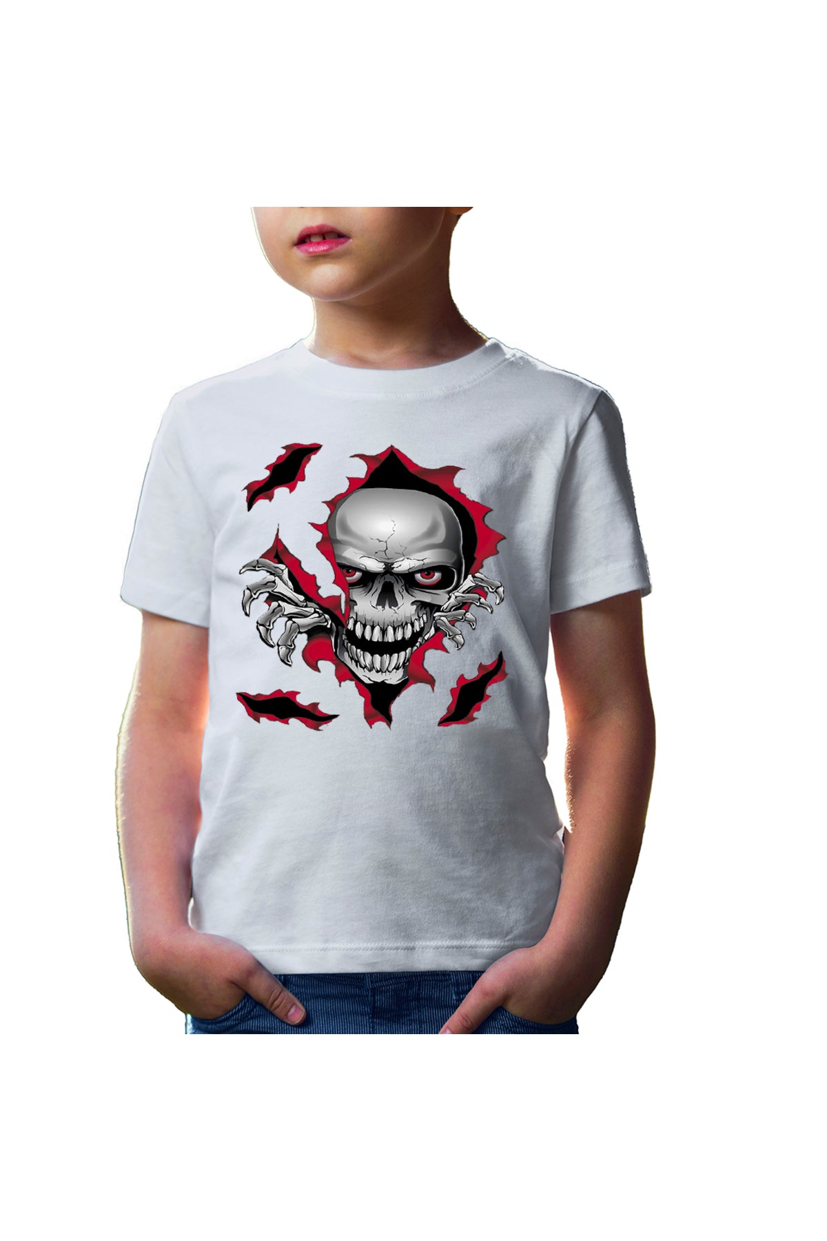 Tricou copii Predator Biker Skull Logo Motor Skeleton