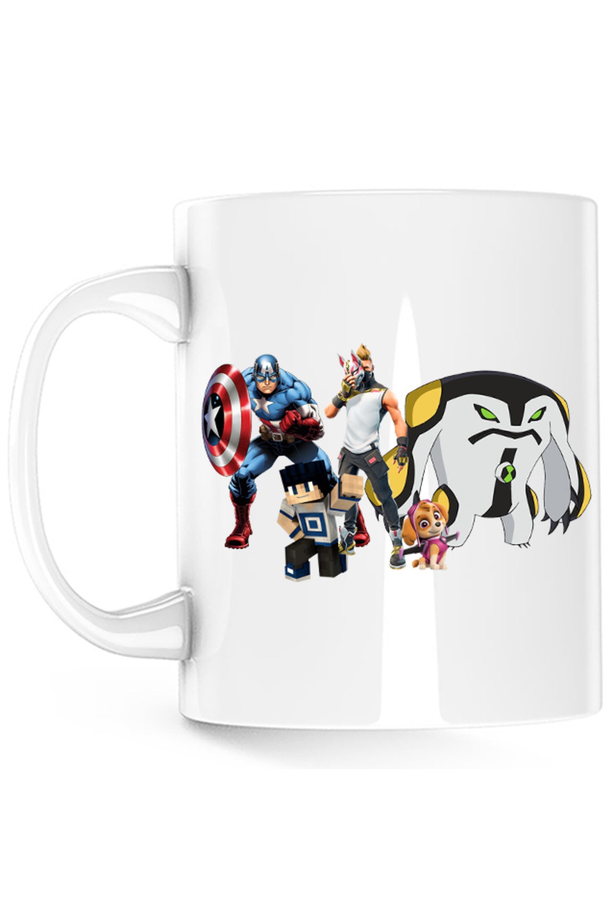 Cana Captain America Fortnite Fox Skin Minecraft Steve Paw Patrol, alba, 330 ml