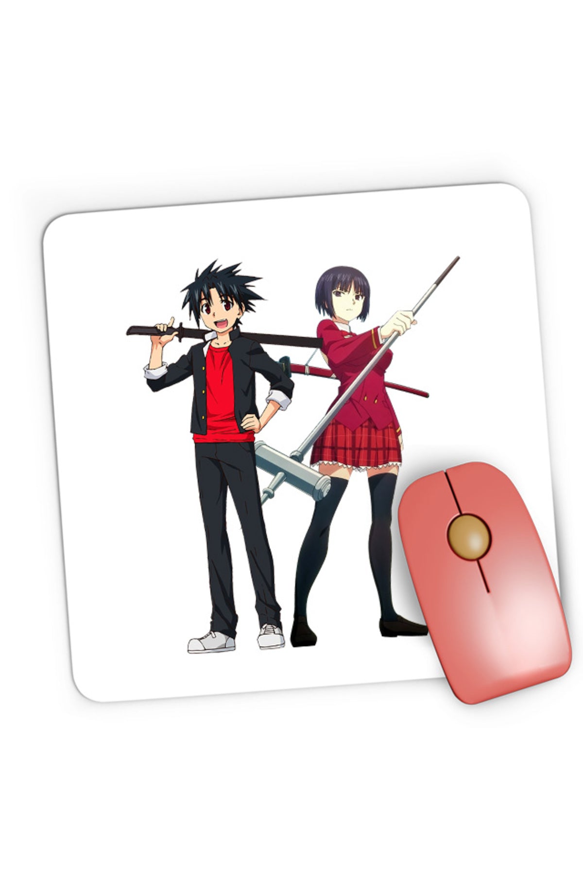 Mousepad Gaming UQ Holder Touta Orte Kataka Fighters School Uniform Slice of Life, 21x19 cm