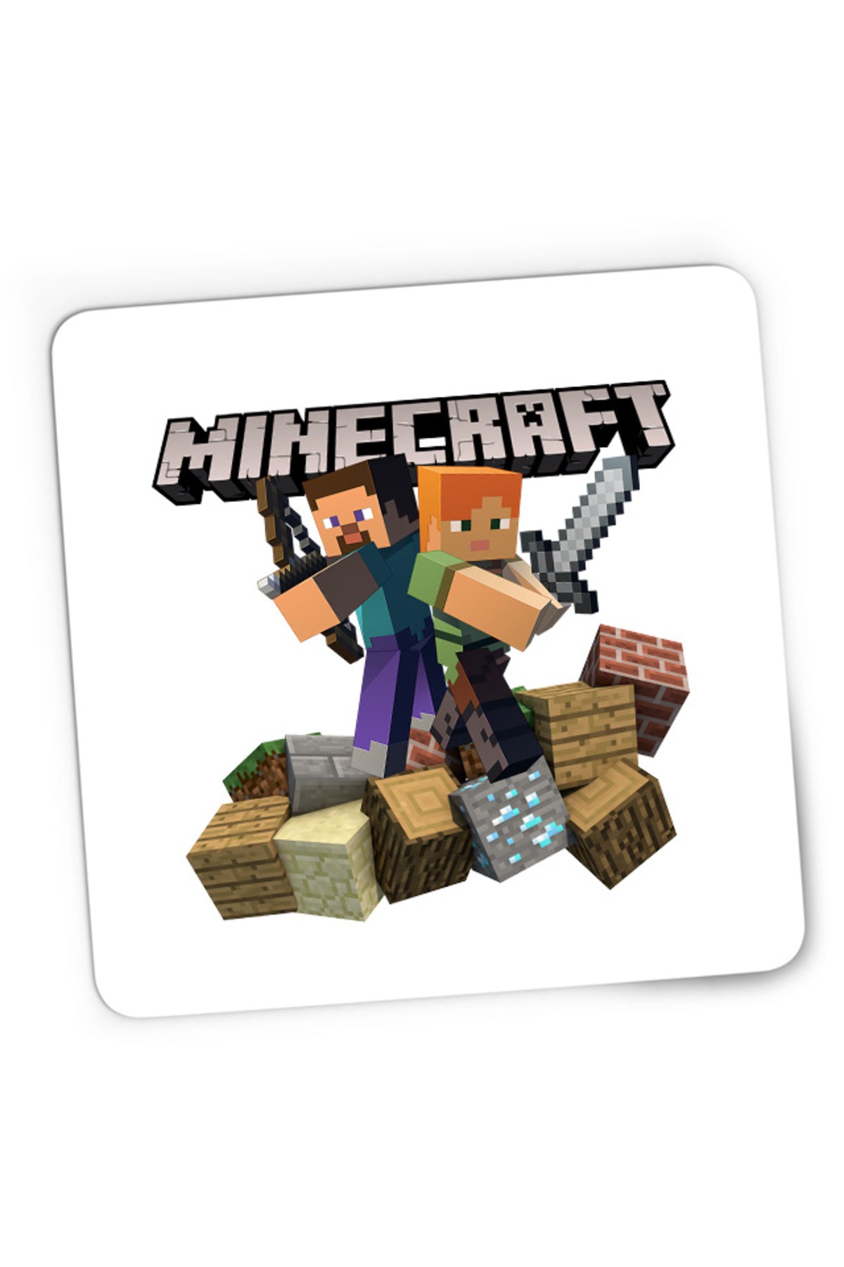 Mousepad Gaming Minecraft Fight Loot Bow Sword Beginner Material, 21x19 cm