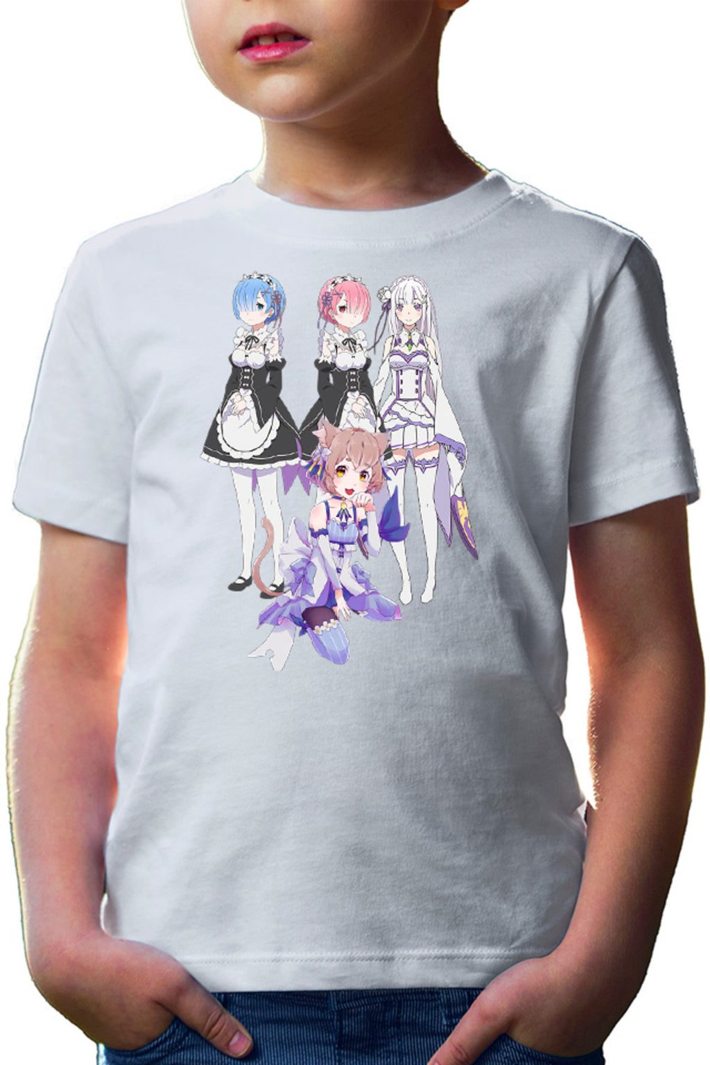 Tricou copii Re zero REM RAM Emilia Felix Cat Waifu Yandere Doki Doki