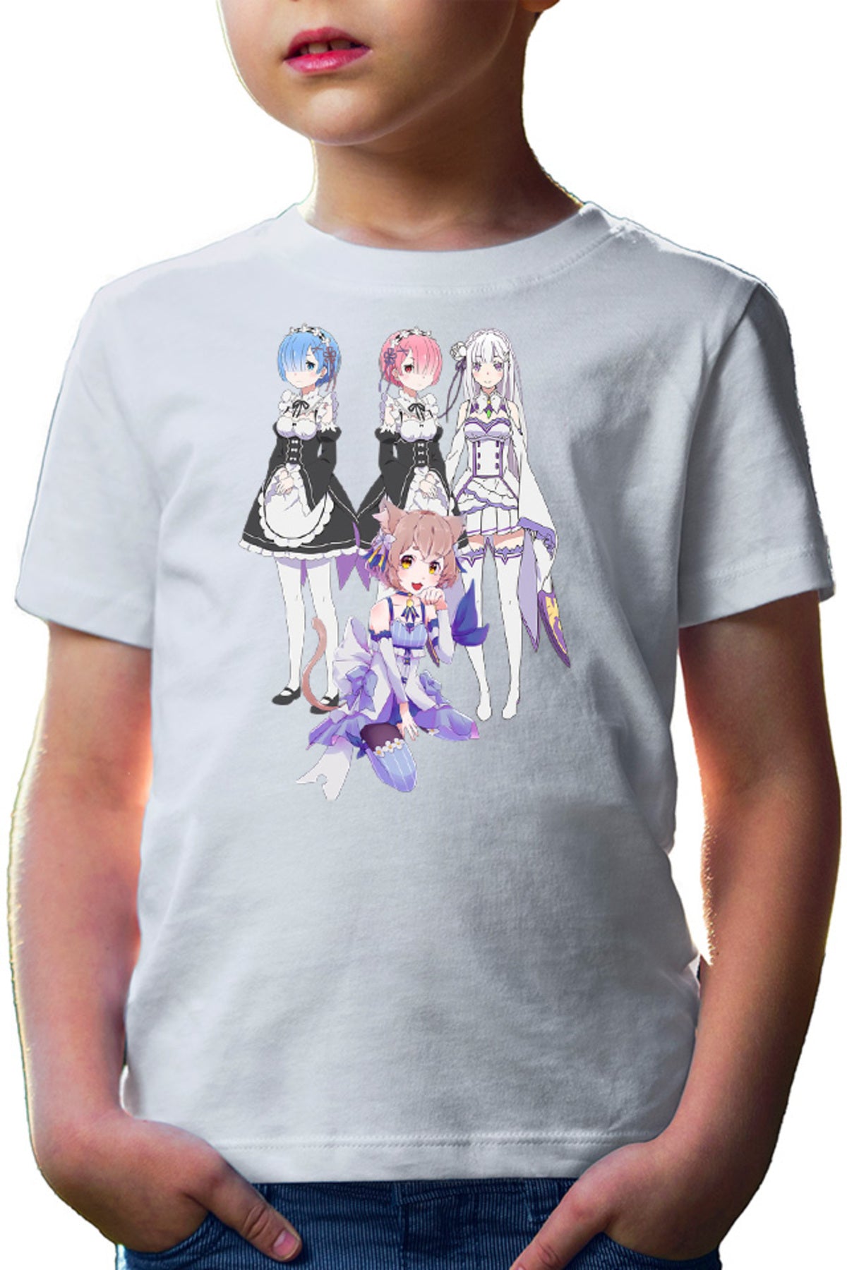 Tricou copii Re zero REM RAM Emilia Felix Cat Waifu Yandere Doki Doki