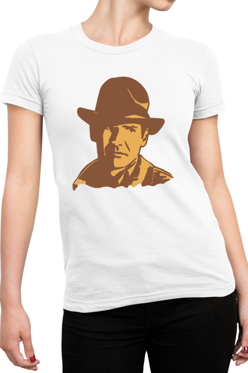 Tricou dama Indiana Jones Portret Art Wolfgang Hohlbein