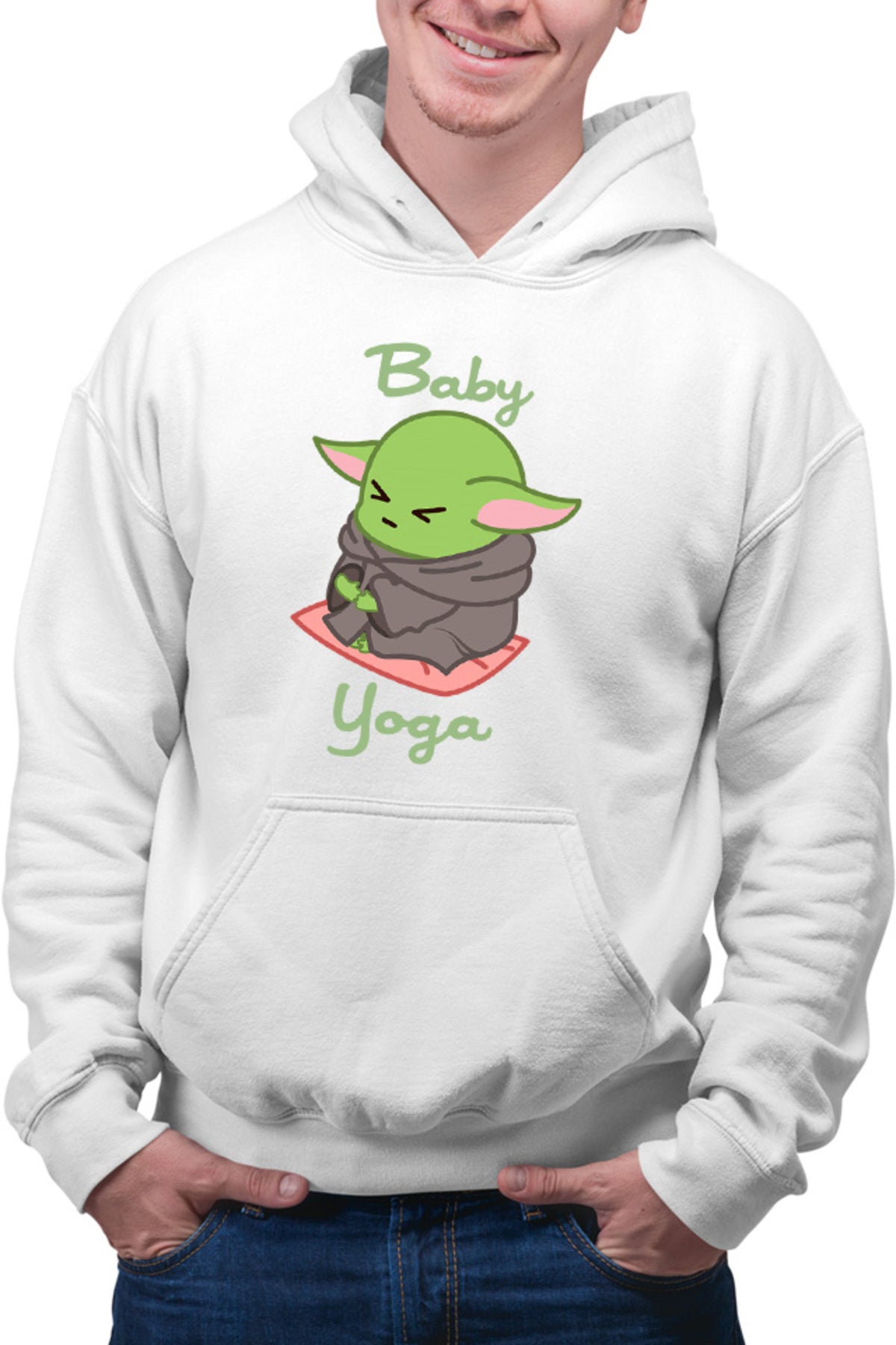 Hanorac barbati Baby Yoda Meditate Morning Stress