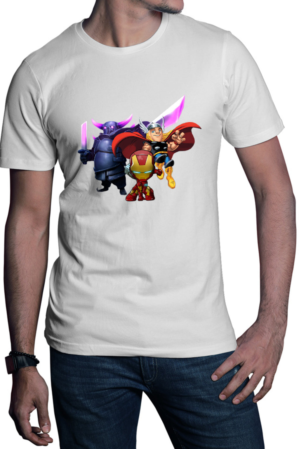 Tricou barbati Clash of Clans Massive Tank HP Thor Iron Man Super Power