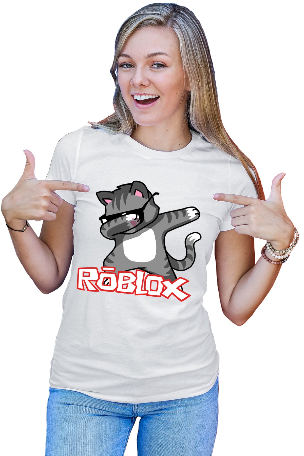 Tricou dama Roblox Cat Kitten Fortnite Dab Vip