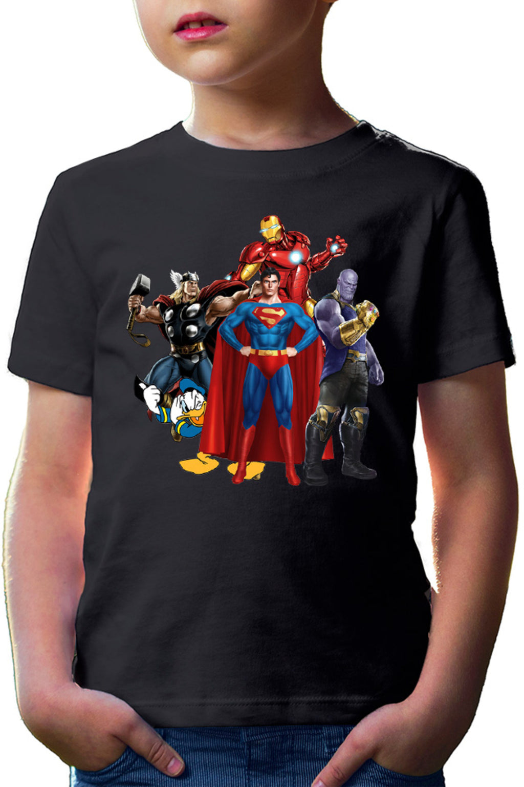 Tricou copii Thor Donald Duck Superman Ironman Thanos Villian Hero Cool
