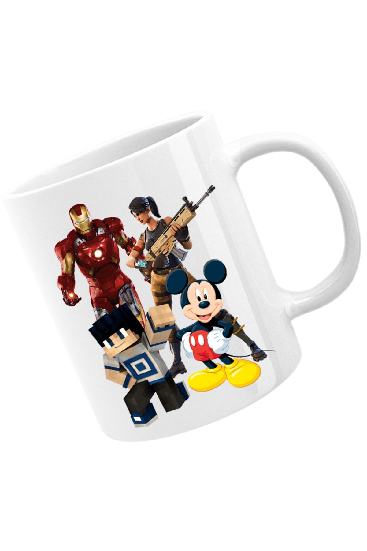 Cana Ironman Mickey Mouse Minecraft Fortnite Games, alba, 330 ml