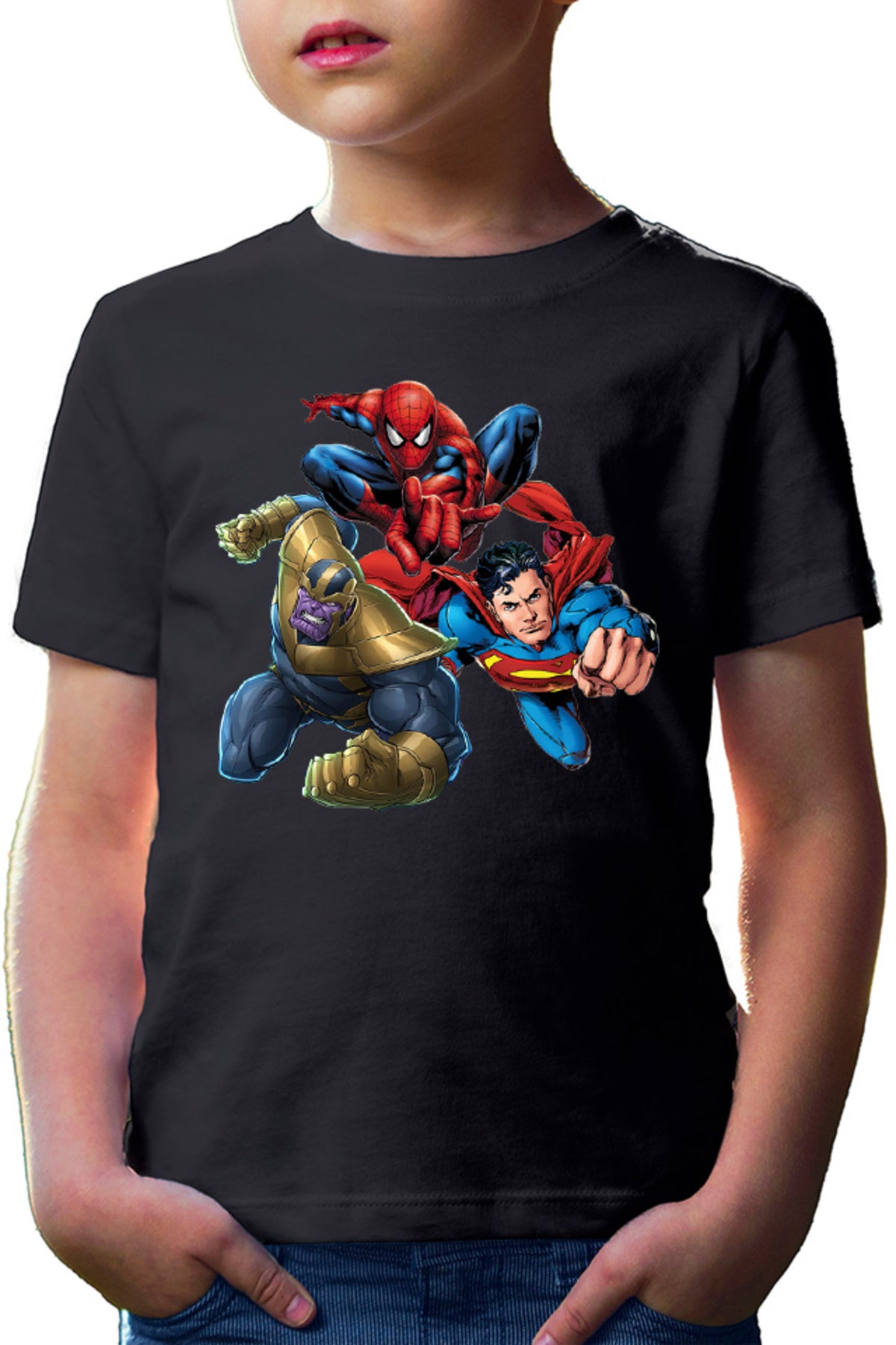 Tricou copii Thanos Superman Spiderman Hero Gems Avangers