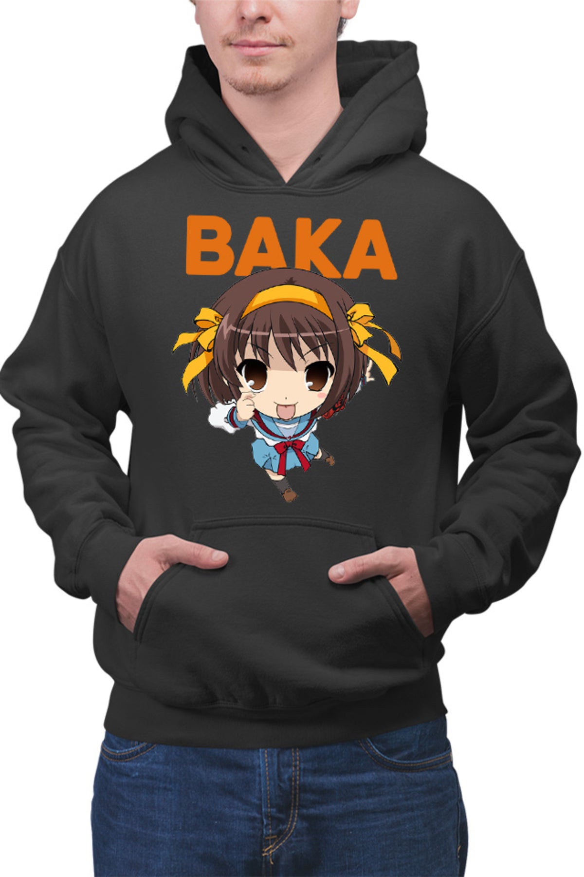 Hanorac barbati Haruhi Suzumiya Baka Emoji Chibi Otaku Anime Japan