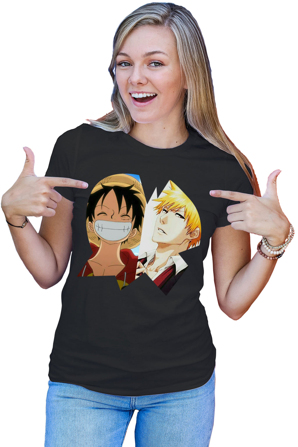 Tricou dama Bleach Ichigo One Piece Luffy Anime Manga