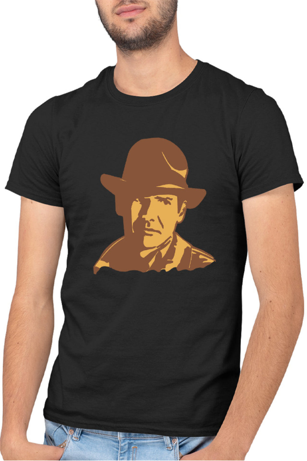 Tricou barbati Indiana Jones Portret Art Wolfgang Hohlbein