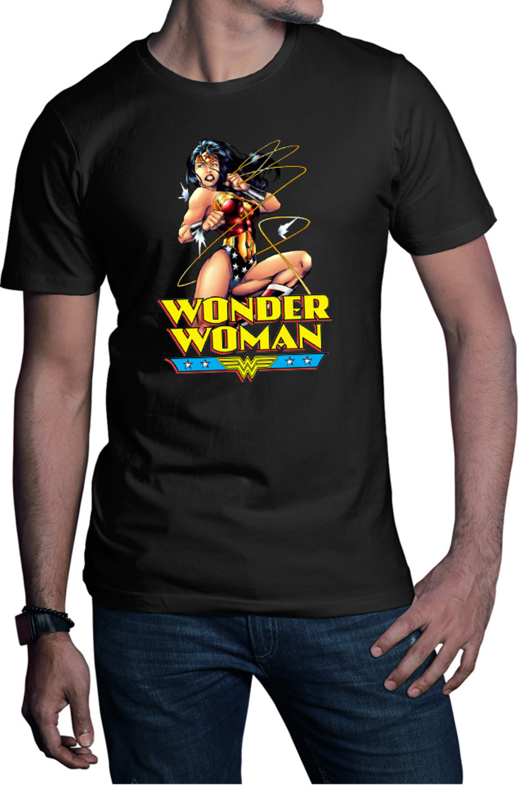 Tricou barbati Wonder Woman String Energy Retro Illustration American