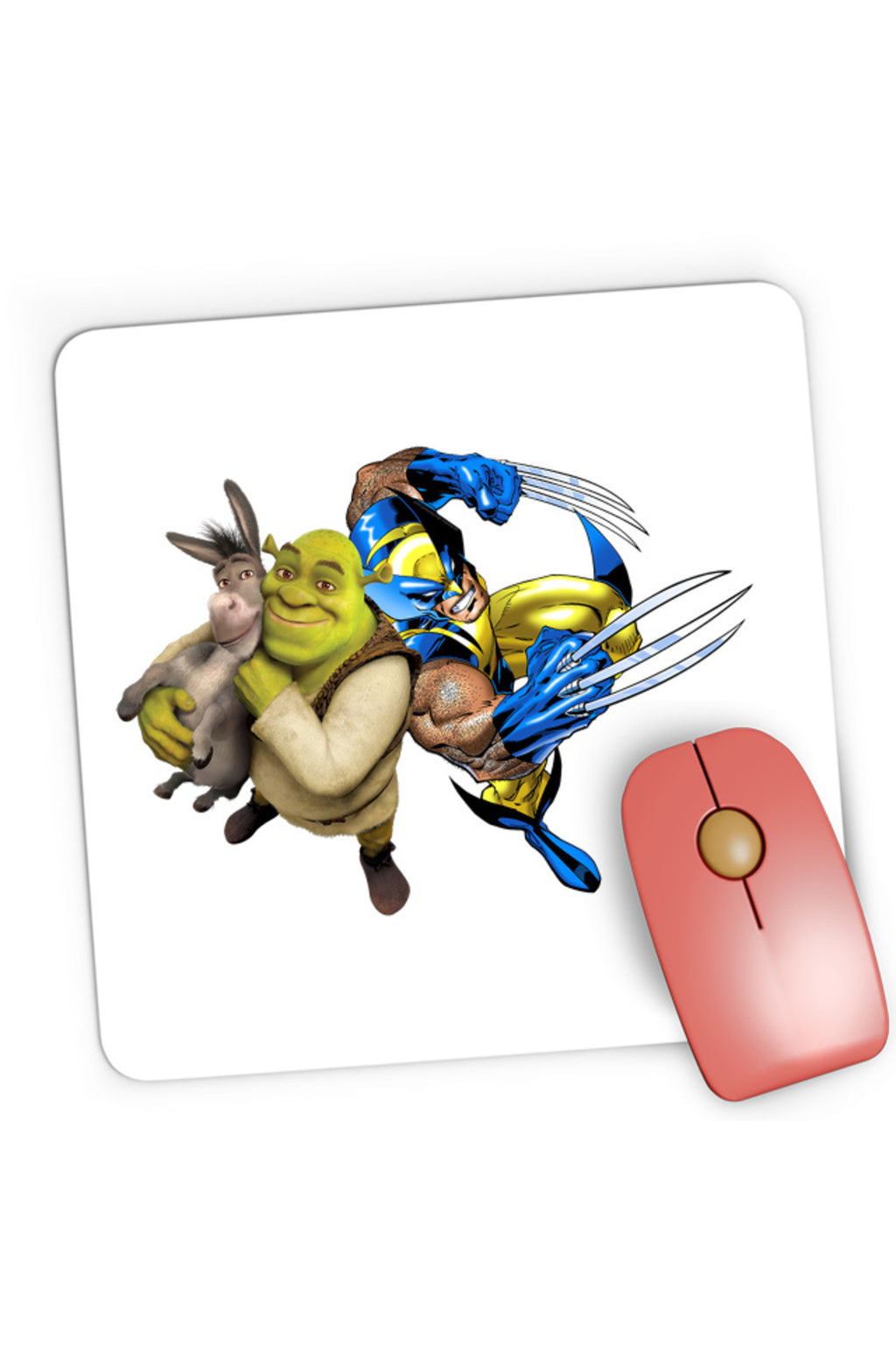 Mousepad Gaming Shrek Wolverine Donkey Marvel Comic Books, 21x19 cm