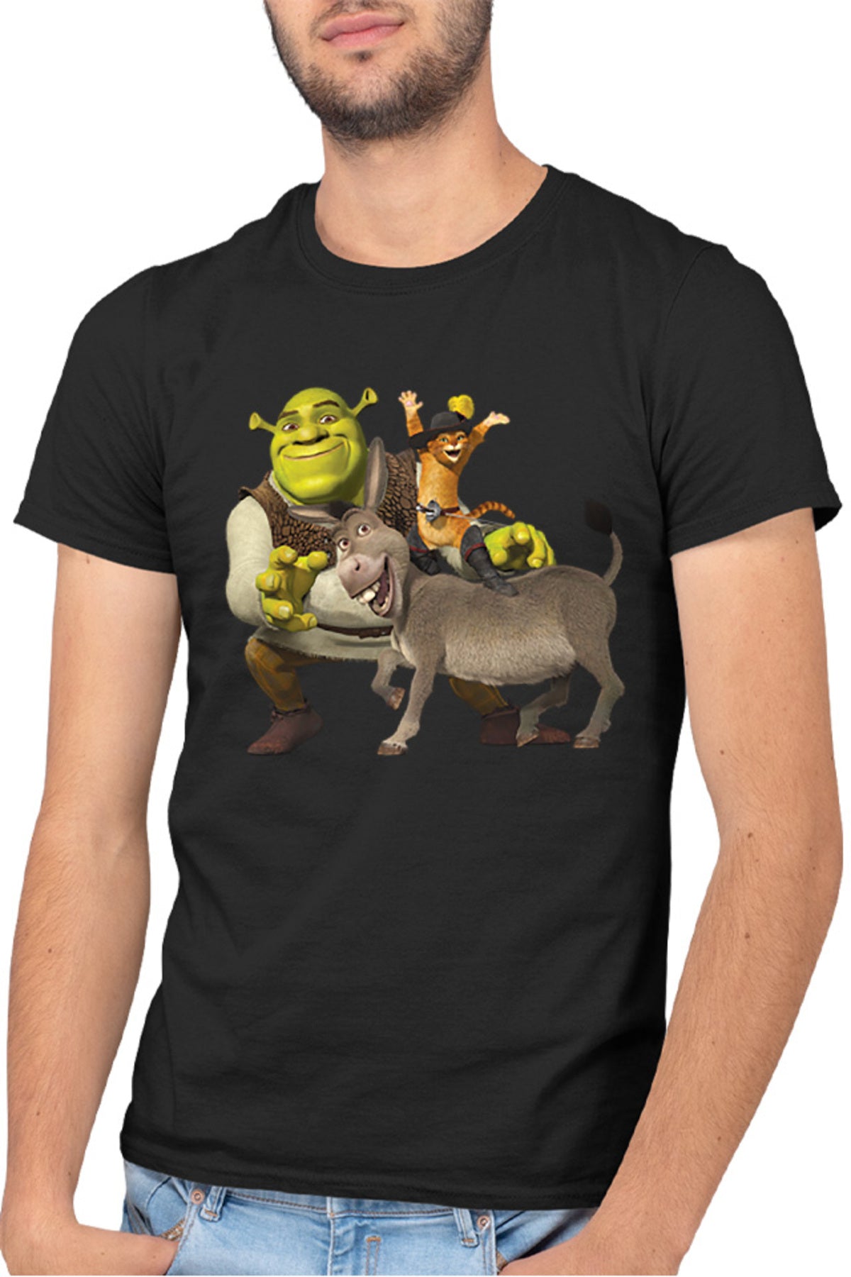 Tricou barbati Shrek Donkey Puss In The Boots Story