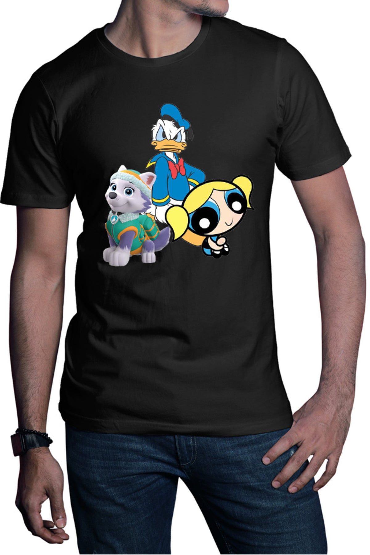 Tricou barbati Donald Duck Powerpuff Girls Bubble Paw Power Husky Dog