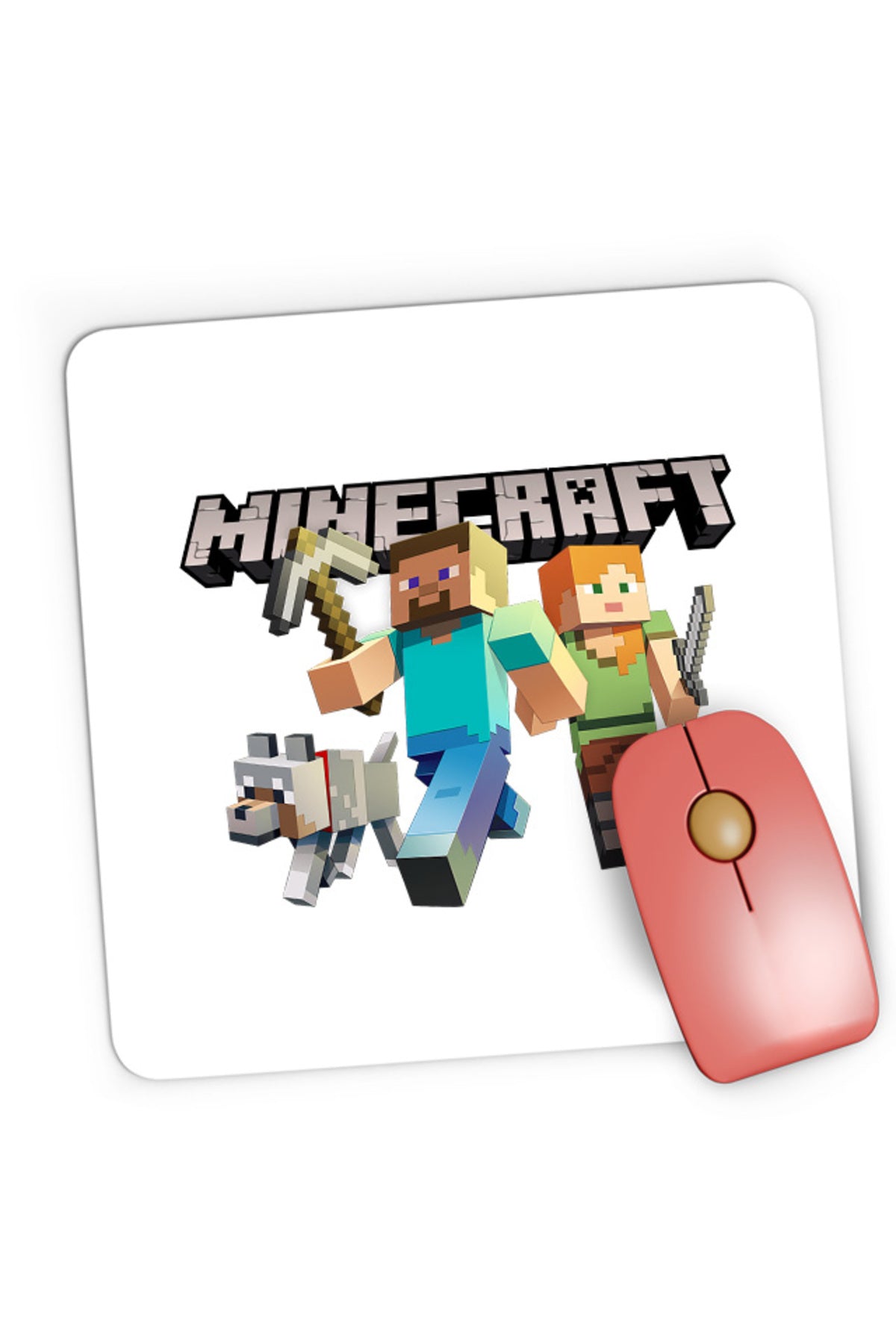 Mousepad Gaming Minecraft Go Mining Gold Power Red Stone Farm, 21x19 cm