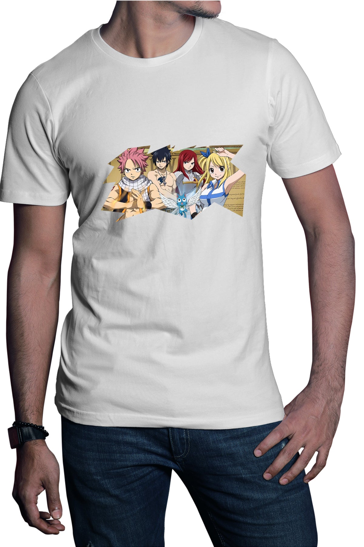 Tricou barbati Fairy Tail Best Friends Funny Cat Anime