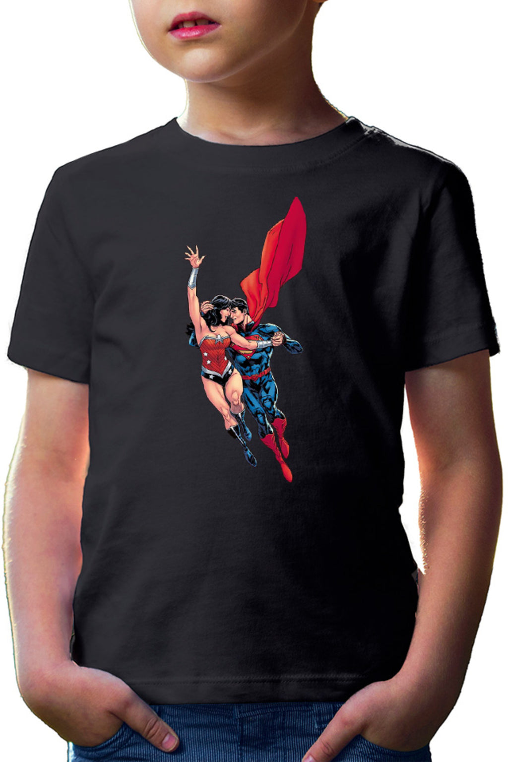 Tricou copii Wonder Woman Superman Super Lovers Fly Cape Save Protect