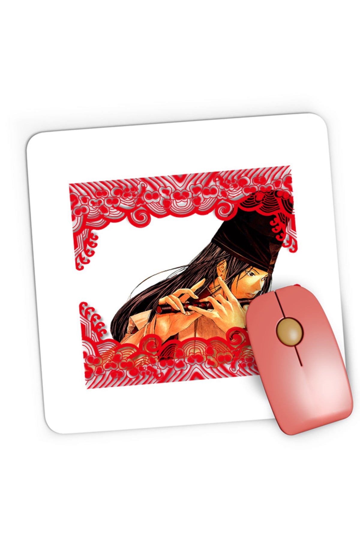 Mousepad Gaming Hikaru no Go Fujiwara no Sai Traditional Japanese Flute, 21x19 cm