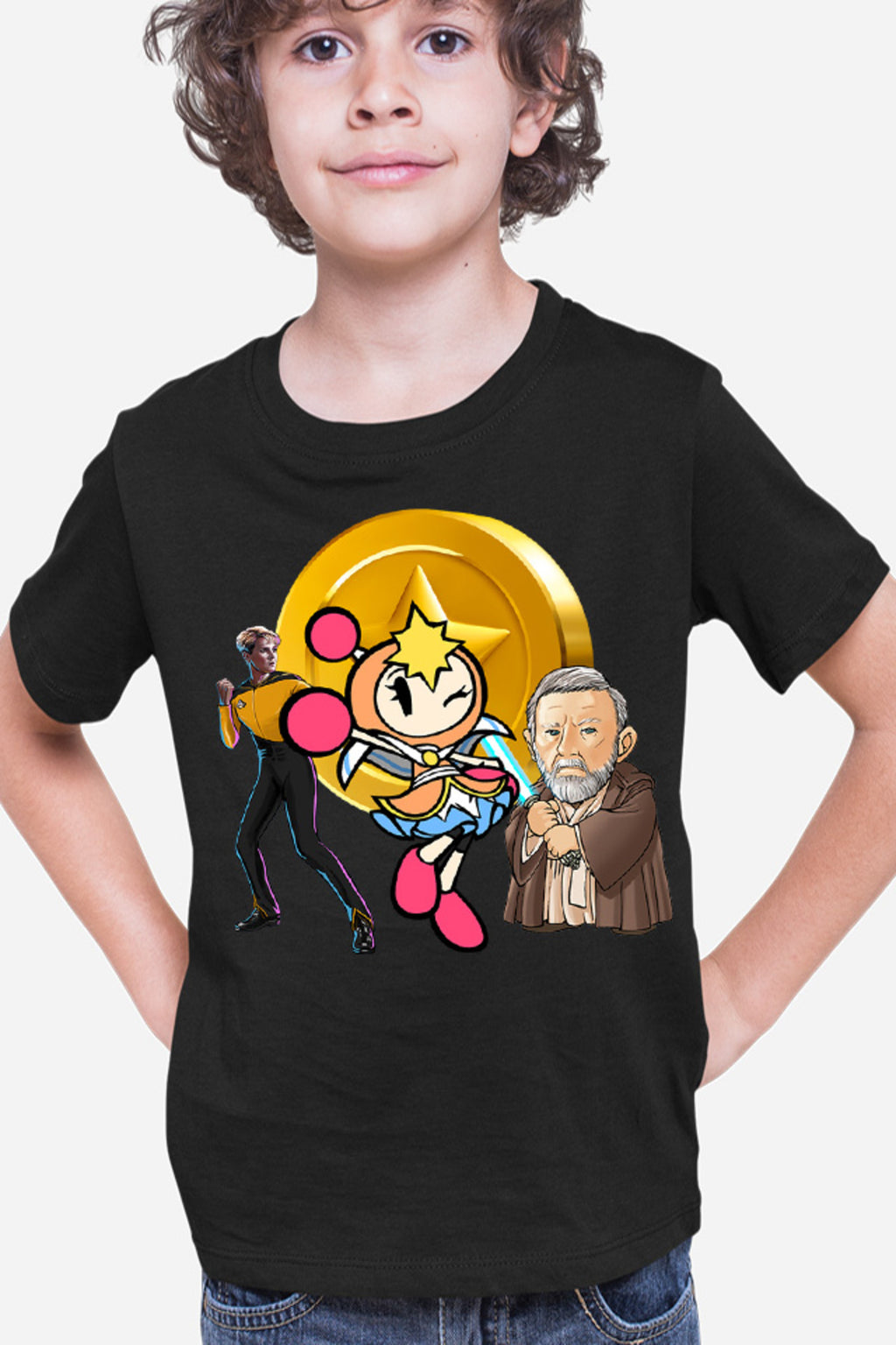 Tricou copii Bomberman Obi Kenobi Star Trek Gold
