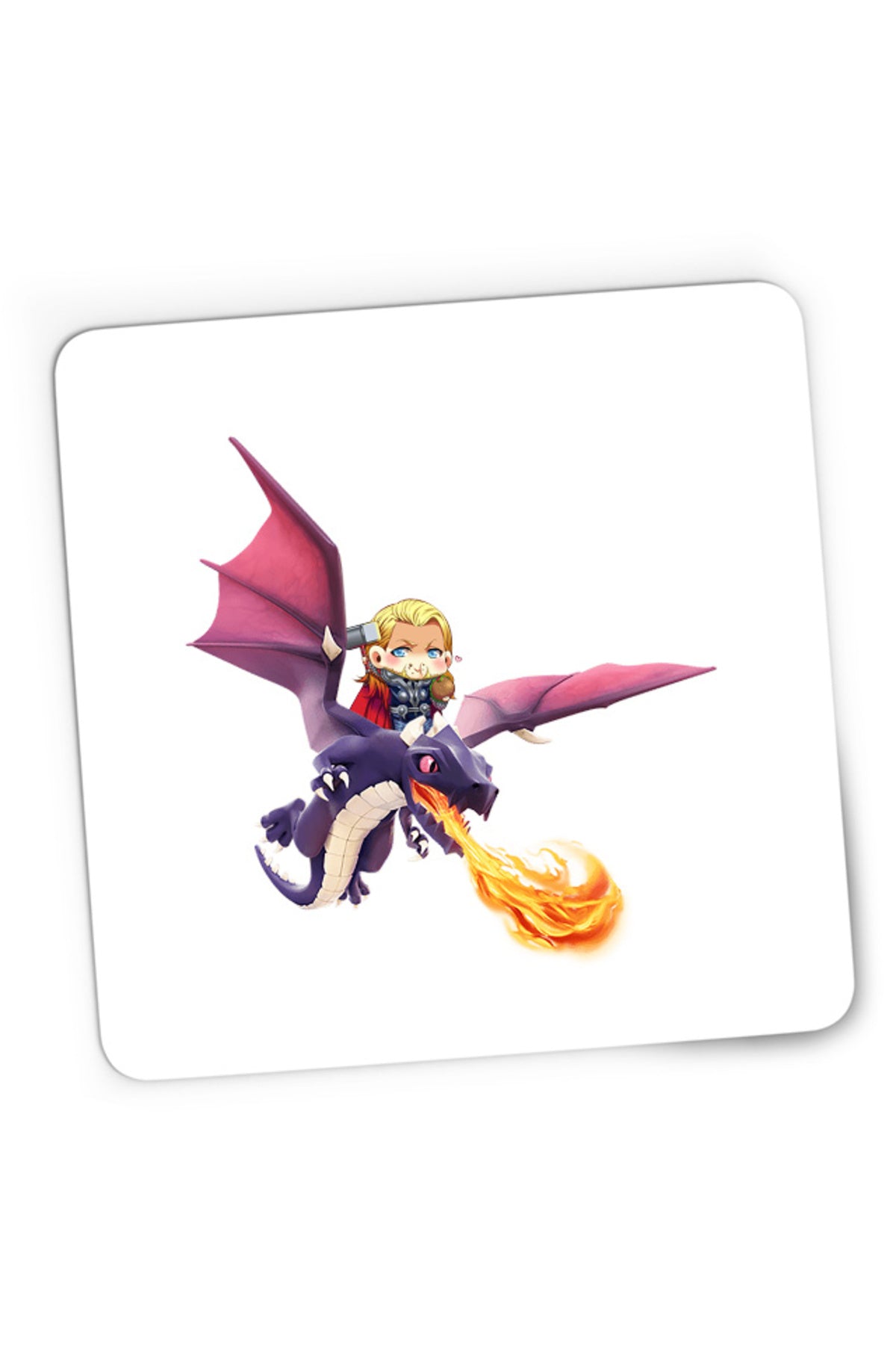 Mousepad Gaming Clash of Clans Dragon Fire Thor Chibi Anime Version, 21x19 cm
