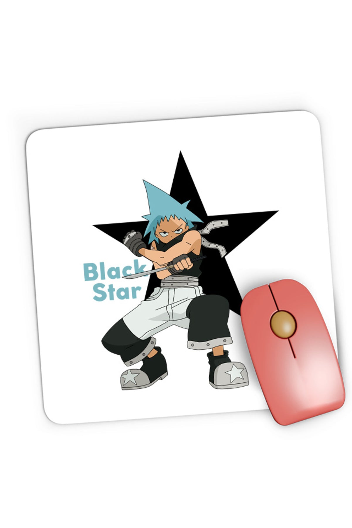 Mousepad Gaming Soul Eater Black Star Otaku Fight Pose Spirit Trap, 21x19 cm