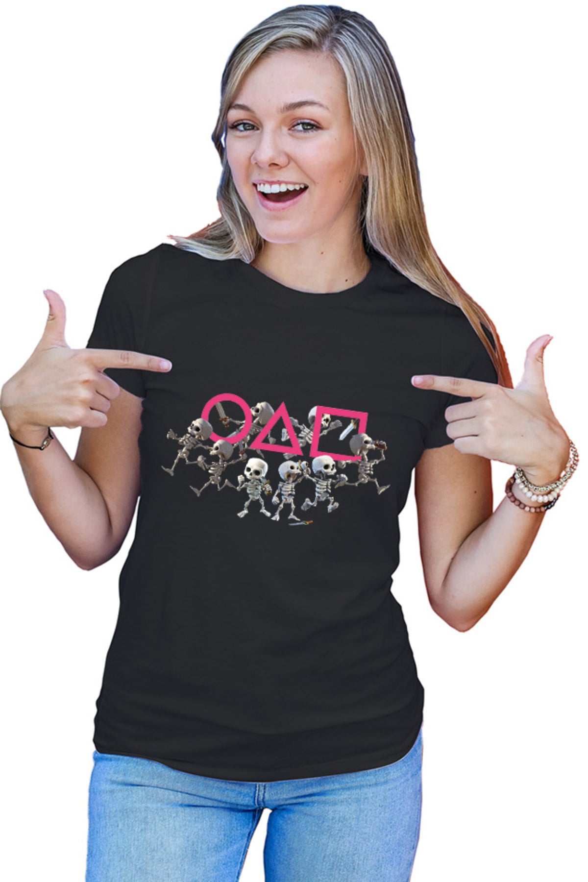 Tricou dama Squid Game Skeletons Team Clash Royale